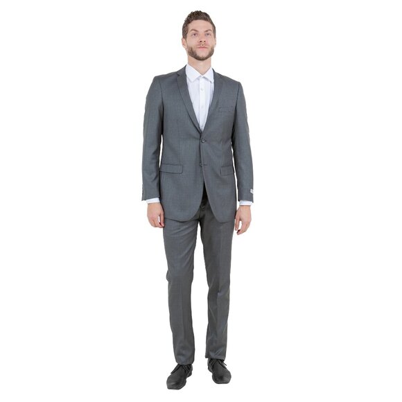 Sharkskin Slim Fit Mens 2-Piece Suit, Grey Slate - Picture 2 of 7